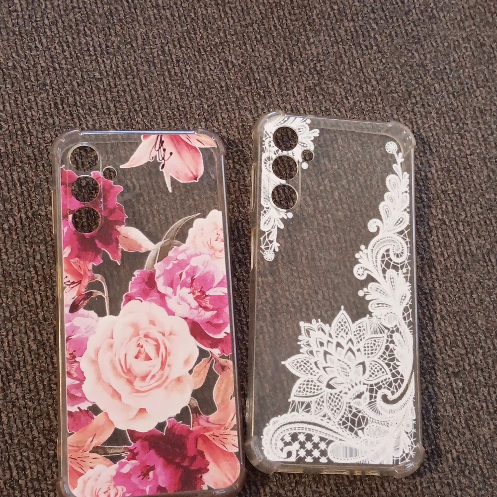 Floral and Lace Design Phone Cases - Pink and White for Samsung Galaxy A 14 5G